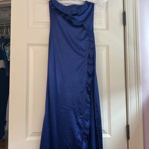 Strapless navy prom dress from Lucy in the Sky!